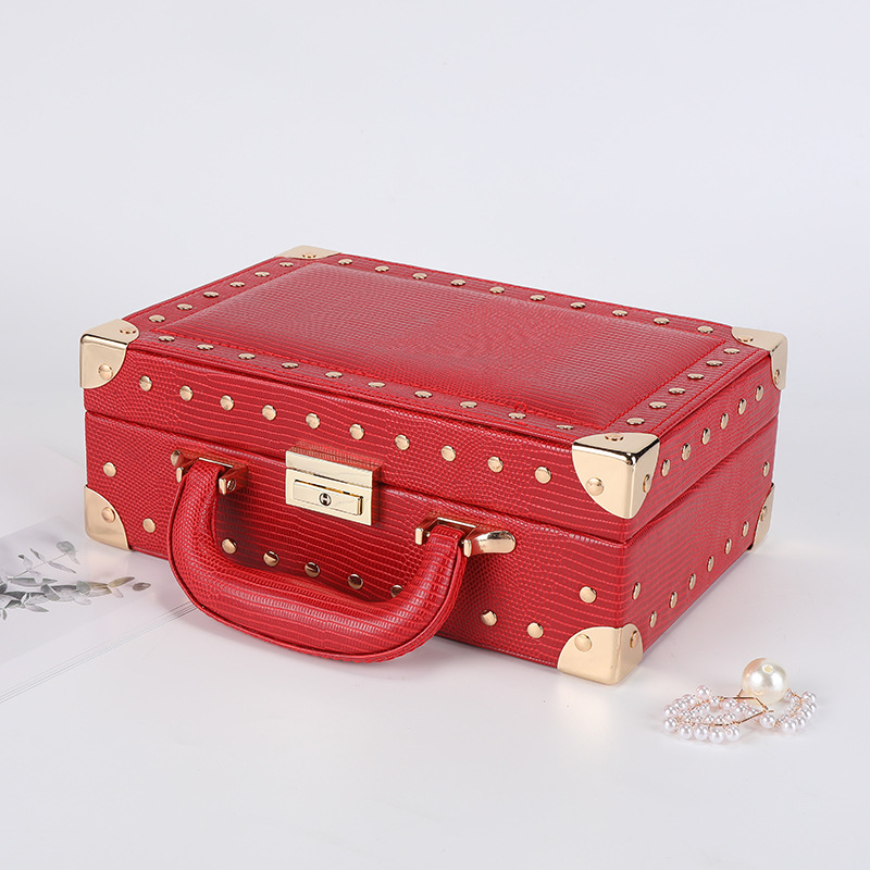 Spot Double Drawer Jewelry Box Portable Pu Ornament Storage Box Ring Earrings Watch Storage Box Can Be Fixed