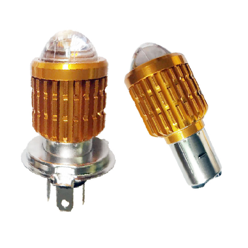 电动车灯摩托车led大灯超亮远近光内置前大灯改装双爪灯泡12v80v