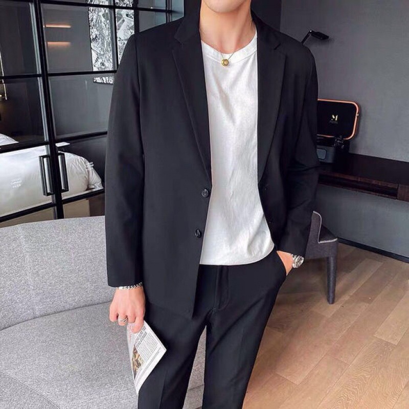 2024春夏季西装外套男士韩版青年帅气休闲西服男修身商务职业正装