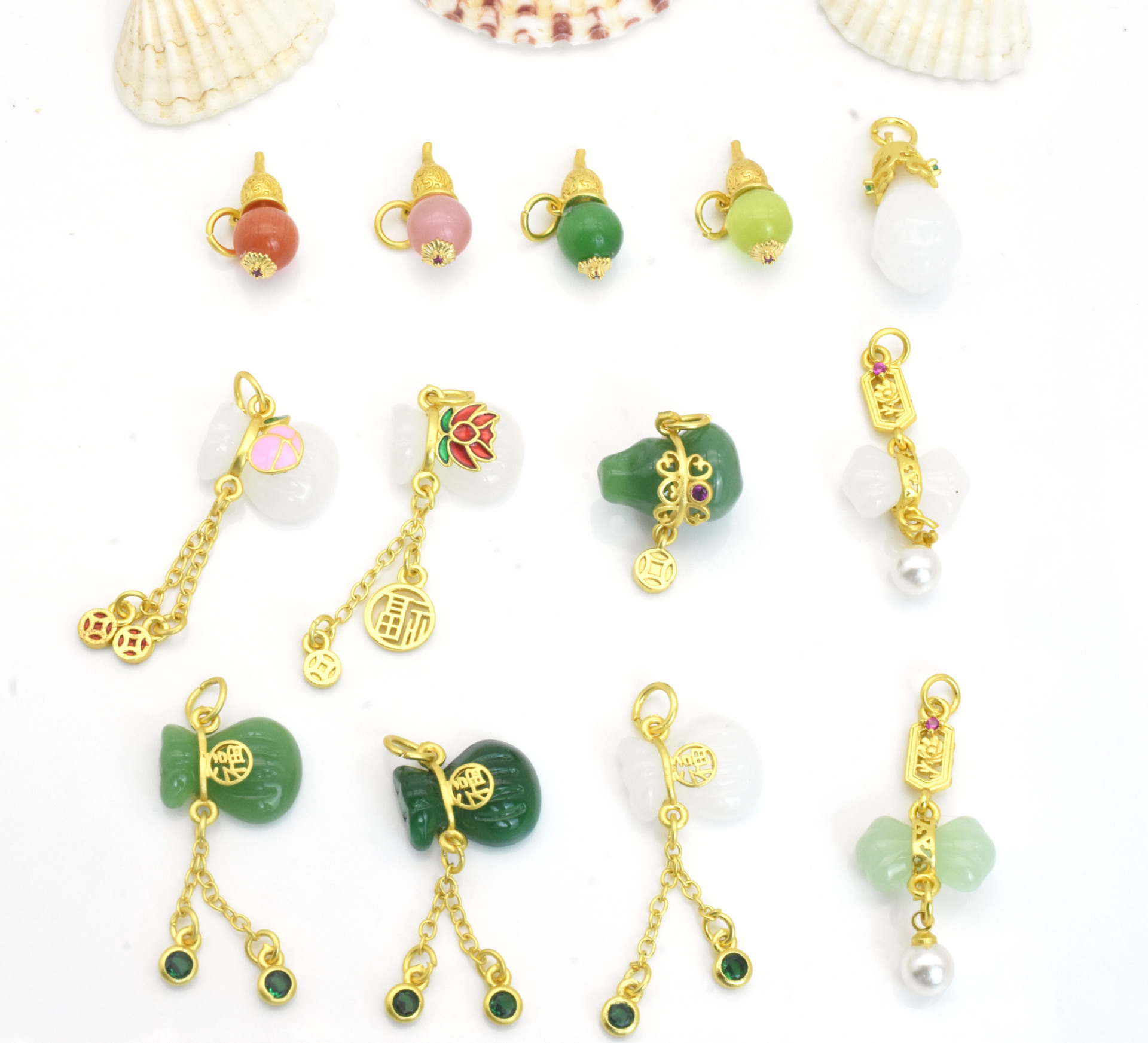 ancient style mosaic jade pendant gourd lucky bag pendant diy ornament bracelet necklace pendant accessories ornaments wholesale