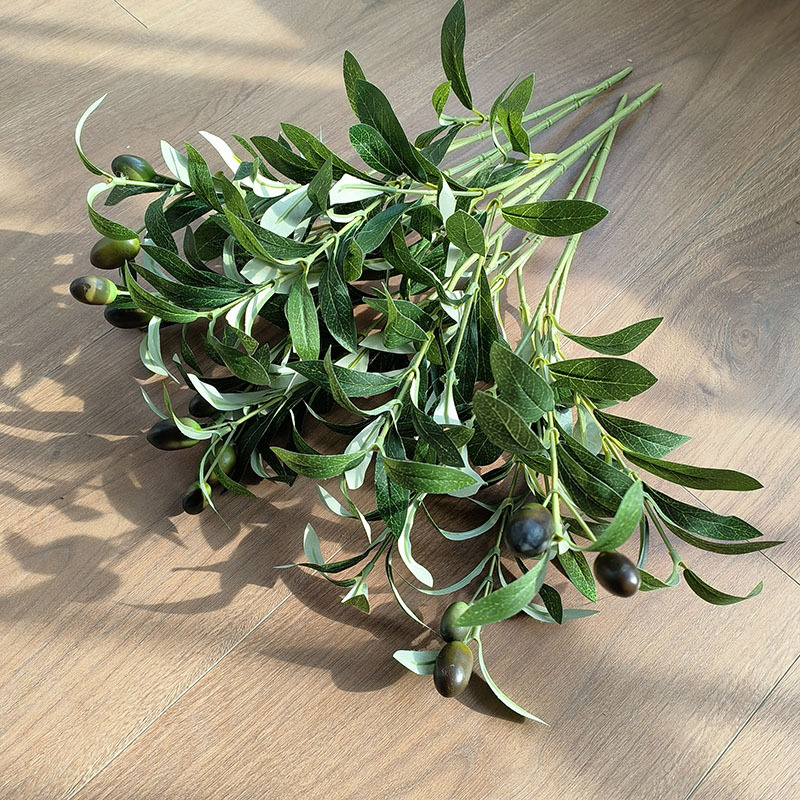 仿真植物6叉带4果橄榄枝假树枝婚庆家居摄影道具插花配件装饰批发