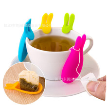 厂家直销硅胶挂茶器茶包挂可爱兔子杯子识别器硅胶泡茶器茶包垫