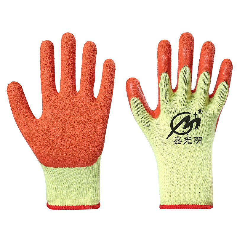 Ten-Needle Wrinkle Rubber Coated Gloves Wear-Resistant Coating Labor Protection Gloves Cotton Thread Wrinkle Rubber Coated Gloves Non-Slip Wear-Resistant Gloves