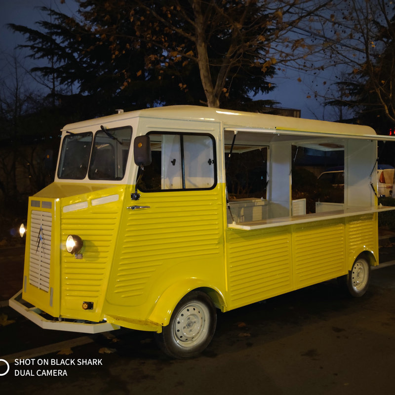 复古四轮电动商业售卖车 商场美陈道具车 可移动美食步行街地摊车