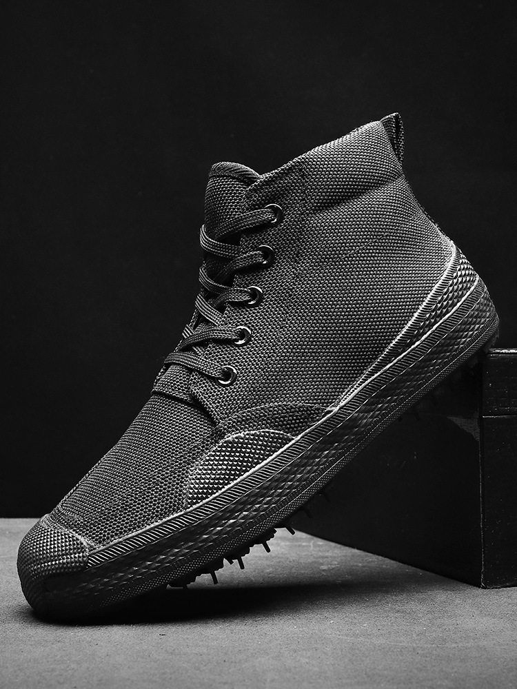 解放鞋男高帮春秋农民工地黑色胶鞋作训鞋老保胶鞋帆布劳保解放鞋