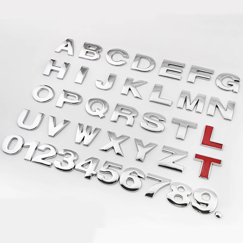 3D汽车英文字母贴标DIY数字金属车贴创意爱心号码排量车尾贴标