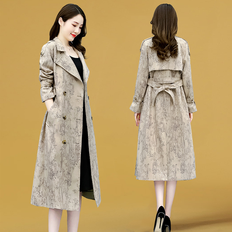 今年流行风衣女高端2022年新款女装春装中长款气质春秋印花外套潮