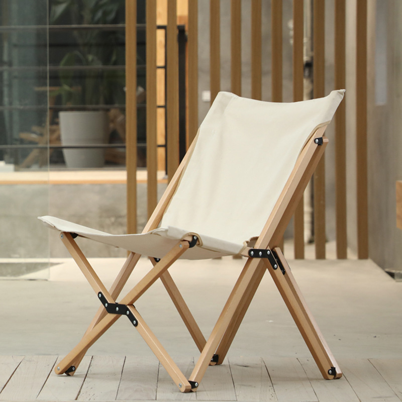 不可拆卸折叠椅蝴蝶椅阳台休闲椅单人小露营便携户外沙滩椅子