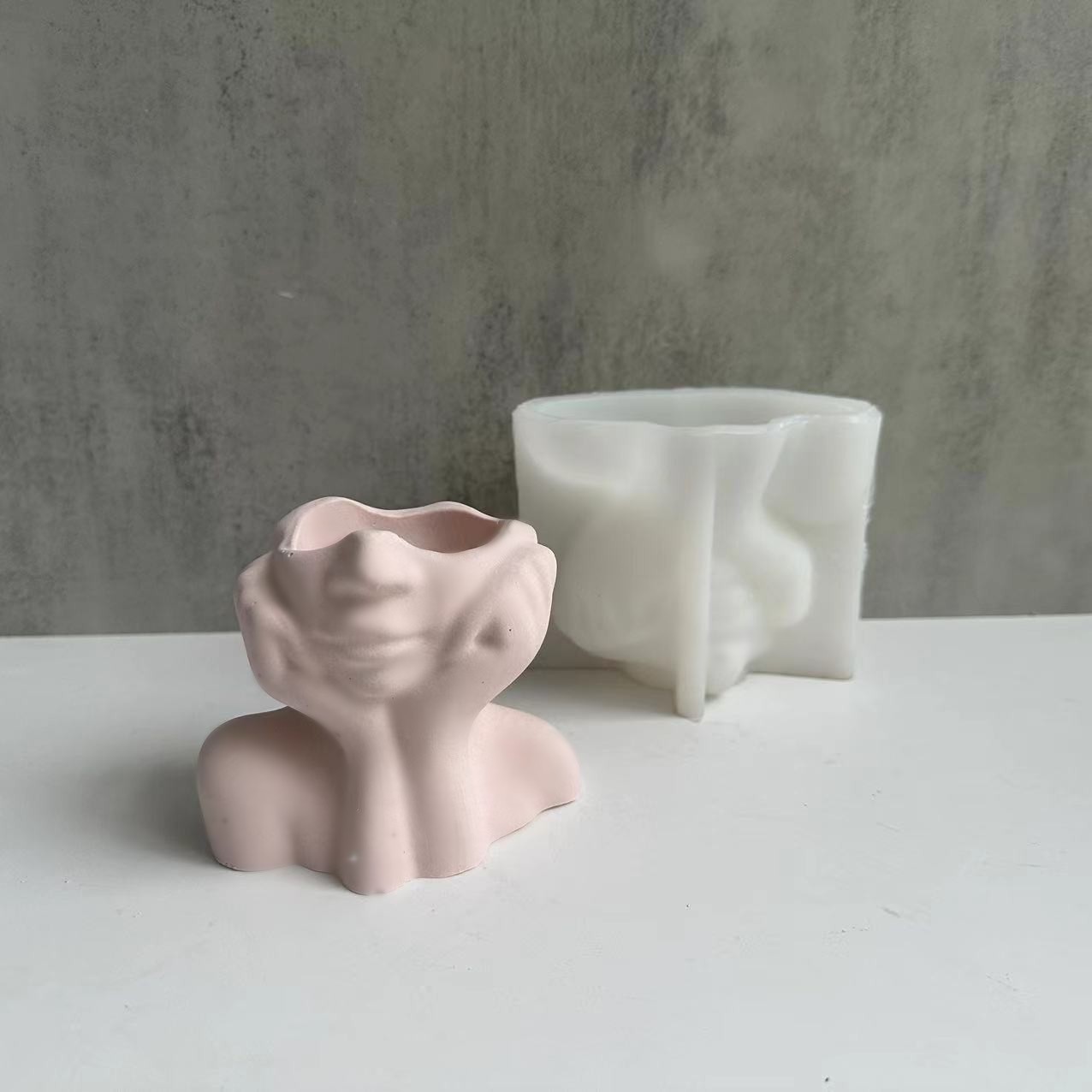 女神托腮花盆花瓶硅胶模具多肉花盆石膏模具水泥模具