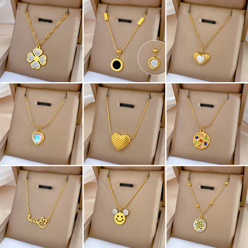 [Whole Body Titanium Steel] Popular Elements Personality Minimalist Style Real Gold Necklace in Furnace Female Ins Internet Celebrity Clavicle Chain