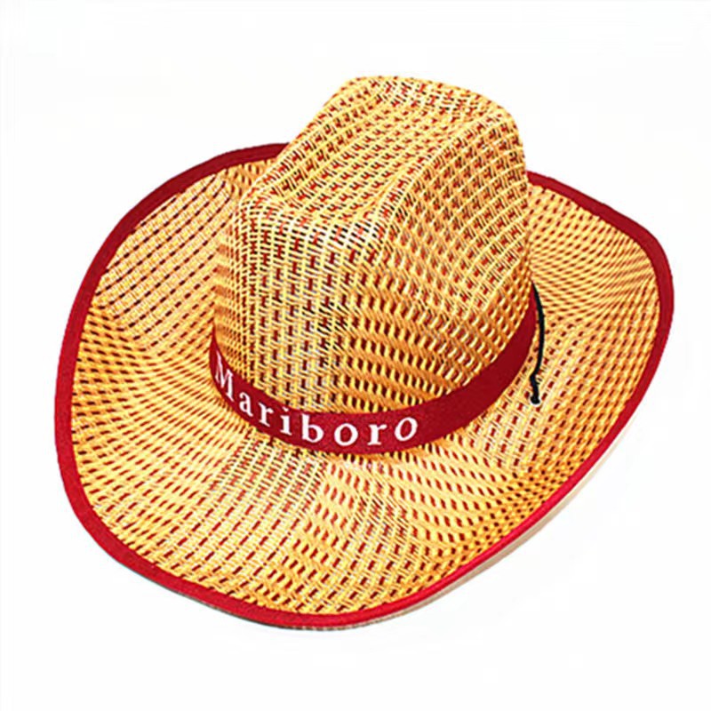 Summer Men's Top Hat Western Cowboy Sun Hat Farmer Straw Hat Sun Protection Fishing Cap Bucket Hat Printable Logo