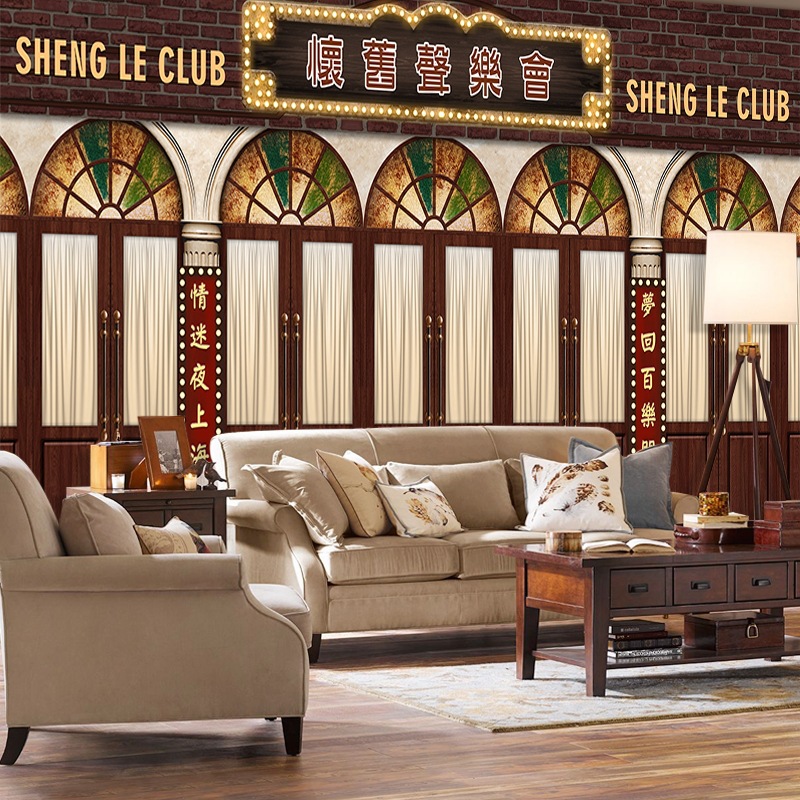 民国风老上海壁纸复古怀旧剧本杀推理馆墙布换装馆网红拍照背景墙