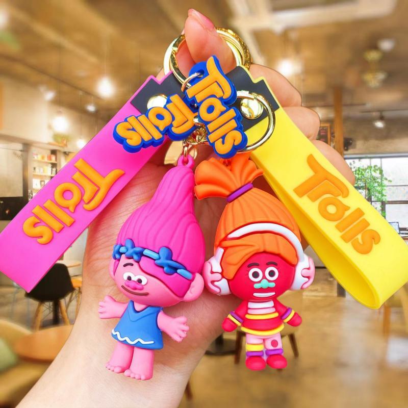 Cross-Border Hot Selling Creative Cartoon Key Button Cute Magic Elf Bobby Toy Bag Package Pendant Car Key Chain