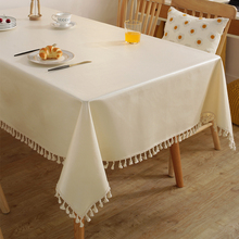3DWF纯色棉麻桌布 长方形轻奢防水防油免洗防烫ins风餐桌垫茶几垫