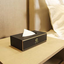 6WUI批发酒店纸巾盒logo皮质商用办公司宾馆简约轻奢餐巾抽纸盒