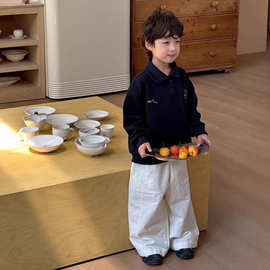 童装长袖Polo衫韩版儿童翻领卫衣卡通印花秋季男女童休闲套头上衣