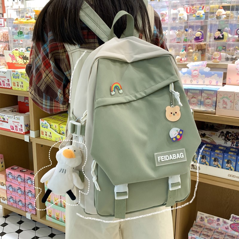 Partysu Schoolbag Female Ins Korean High School Primary School Student Junior High School Student Three to Grade Five, Grade Six Large Capacity Backpack