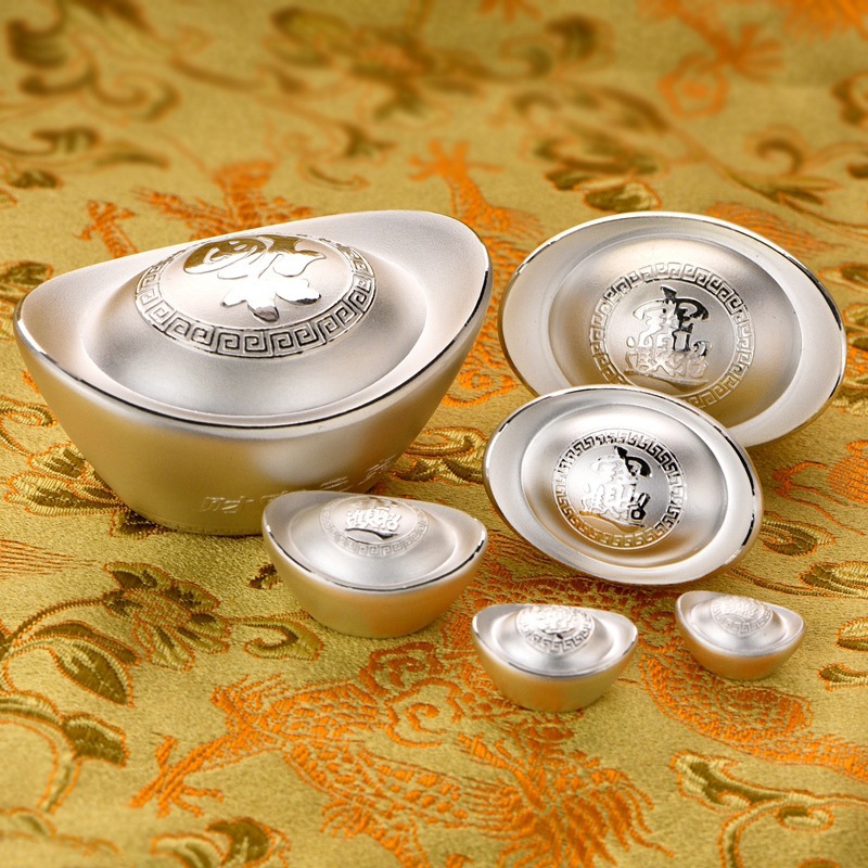 s999纯银元宝投资实心足银元宝摆件银子银锭银条白银礼品