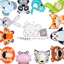 10个装混合卡通森林动物铝膜气球儿童森林动物生日派对装饰气球