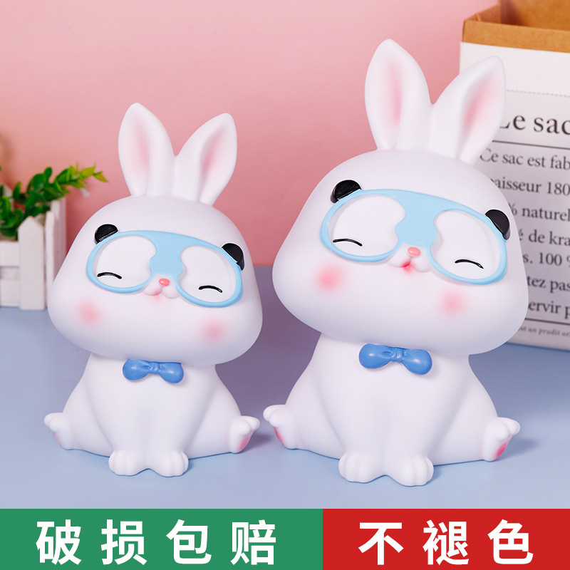 2023 Adorable Rabbit Coin Bank Large Capacity Anti-Fall Cartoon Savings Bank New Rabbit Domestic Ornaments in Stock