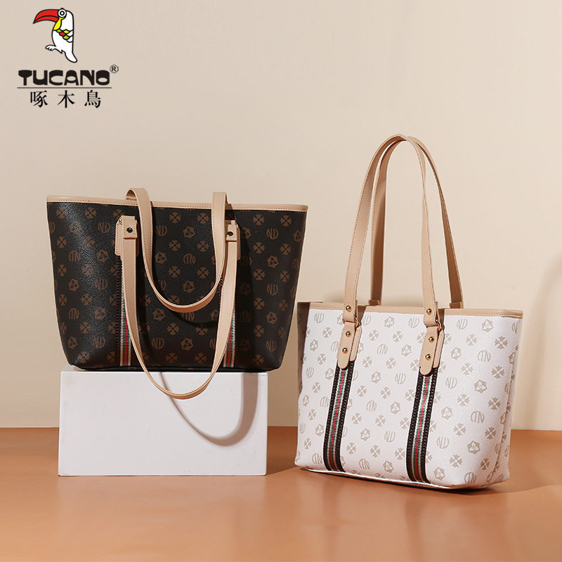 啄木鸟大容量包包女士2024新品托特包通勤包经典老花手提包单肩包