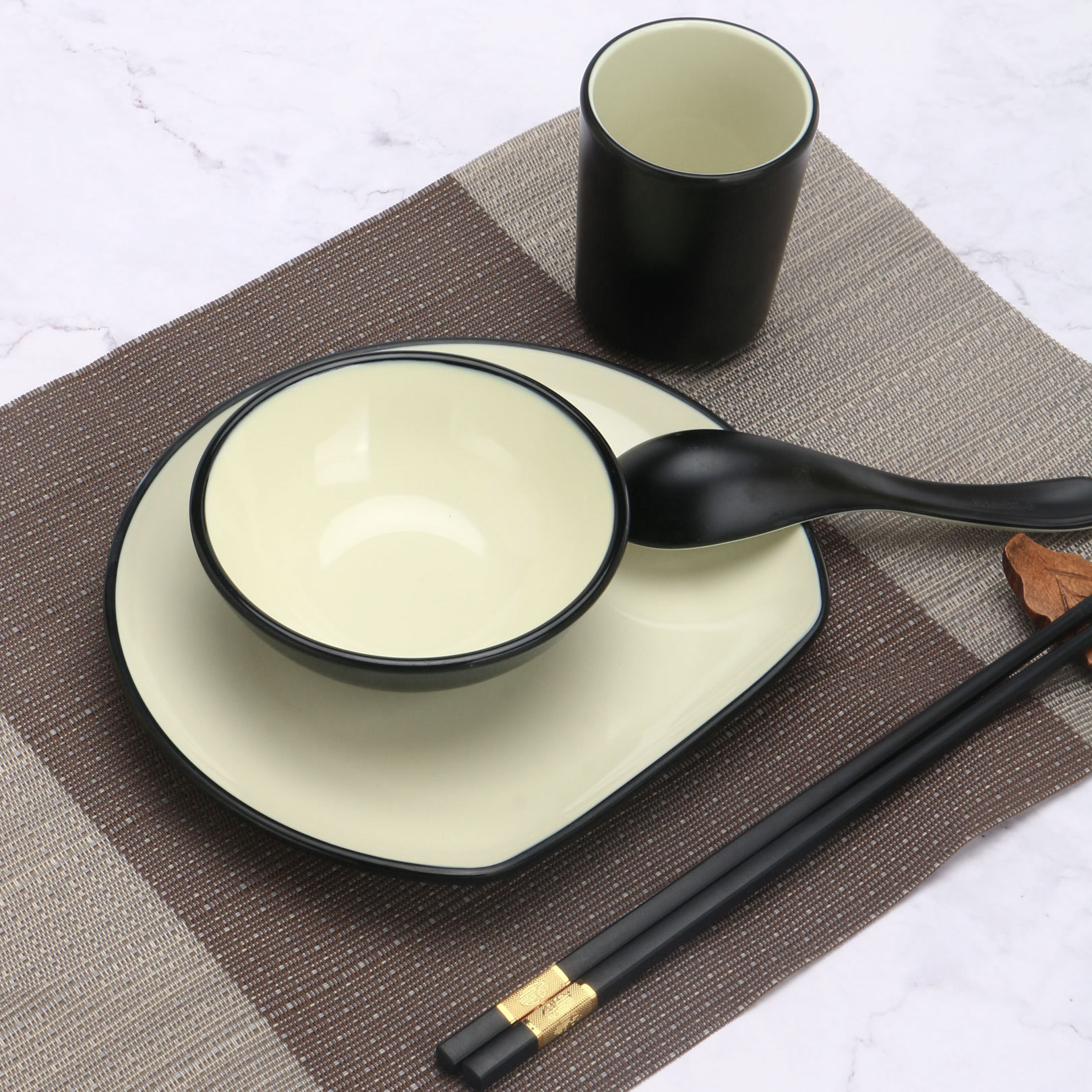 中式密胺碗摆台餐具碗碟套装餐桌创意火锅四件套会所酒店用品商用