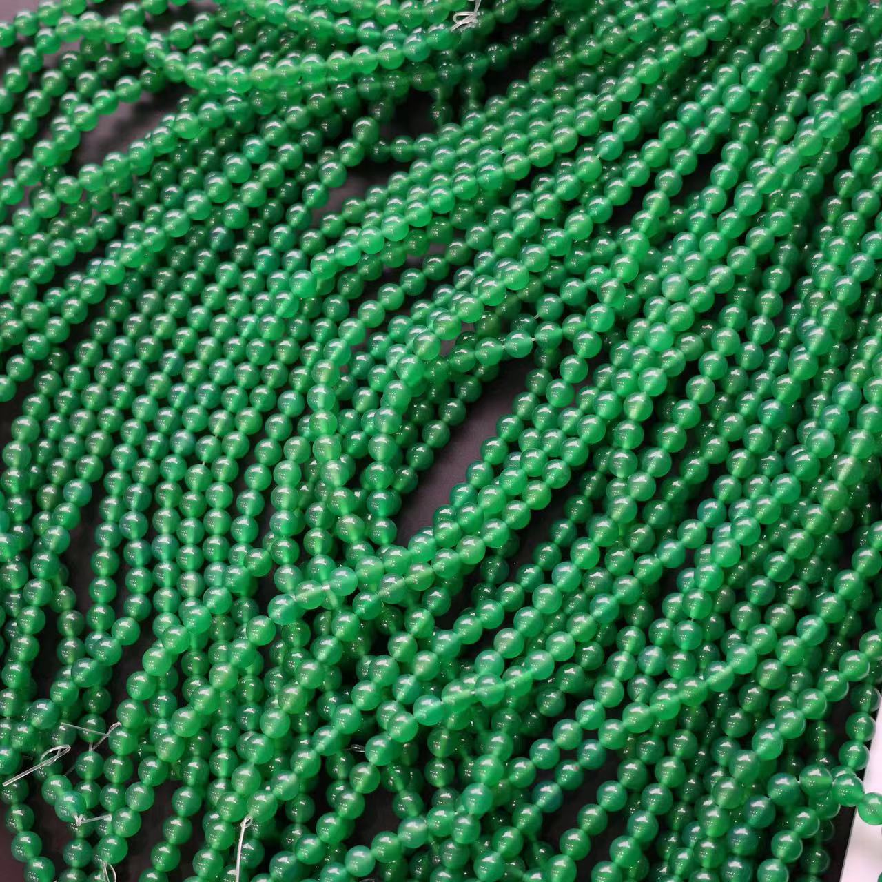 天然菠菜绿玛瑙珠子散批珠宝首饰项链耳饰耳钉diy挂坠配件配石