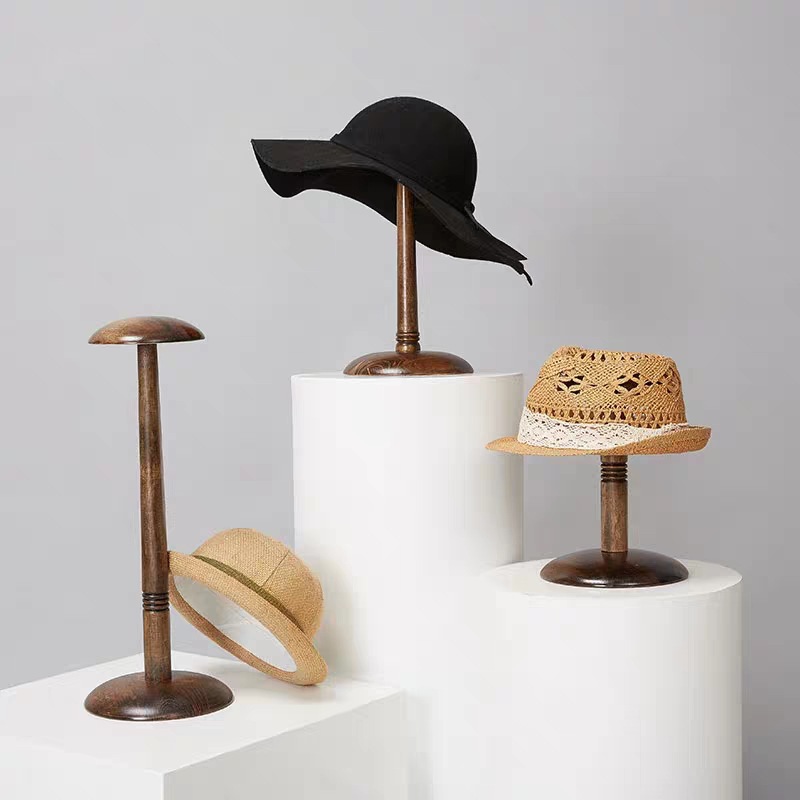 现代简易约时尚实木帽托帽子展示架仿古色帽撑服装店品牌帽子架