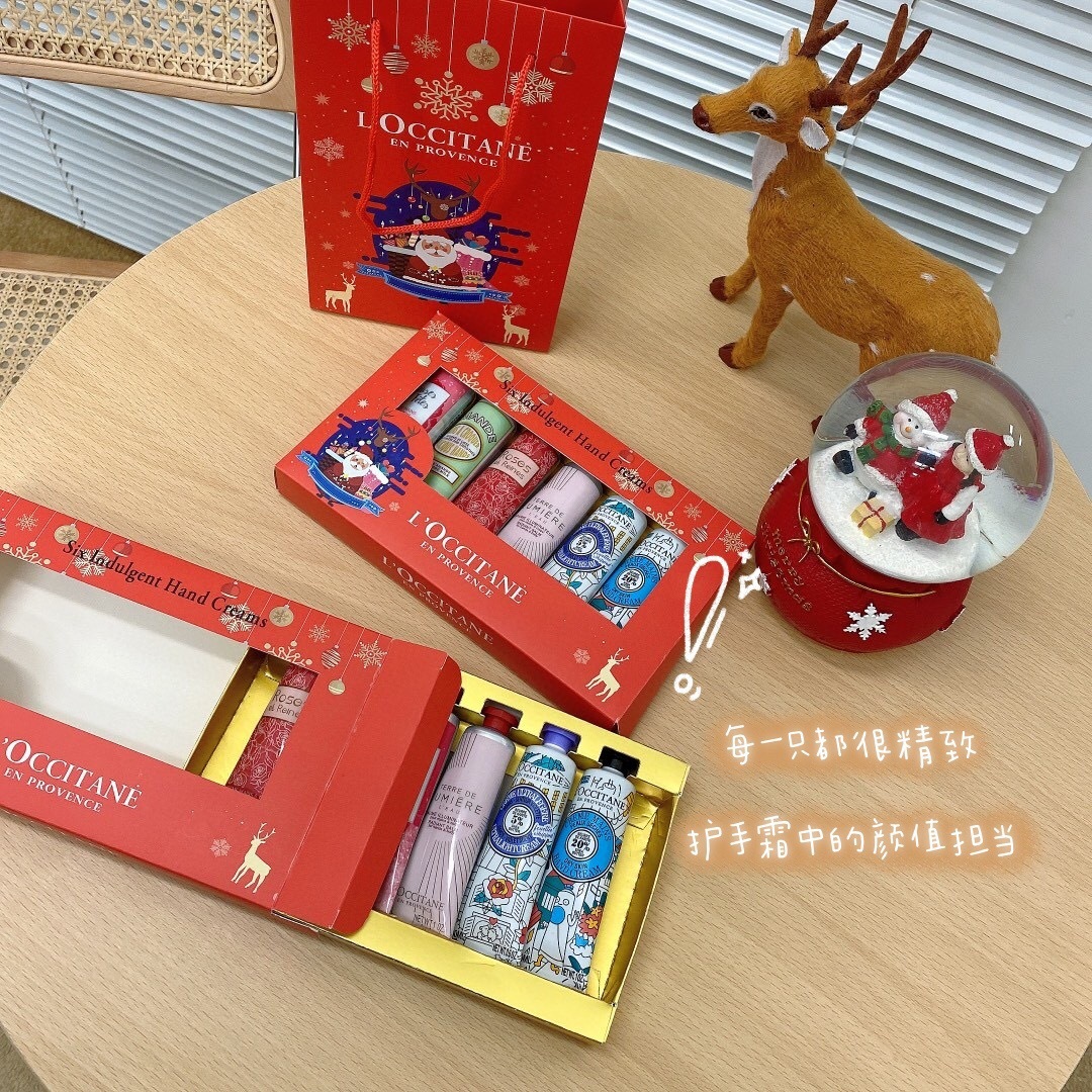 新款欧舒丹护手霜圣诞礼盒装配手提袋六件套滋润伴手礼圣诞节礼物