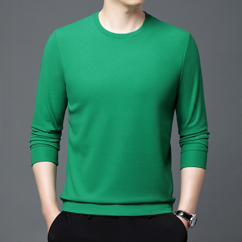 华格夫春秋季长袖t恤男士圆领卫衣男上衣薄款中年体恤打底衫t桖潮