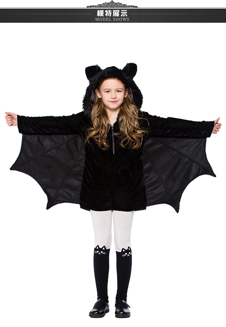 万圣节儿童 服装黑蝙蝠角色扮演服饰派对化装舞会演出服派对套装