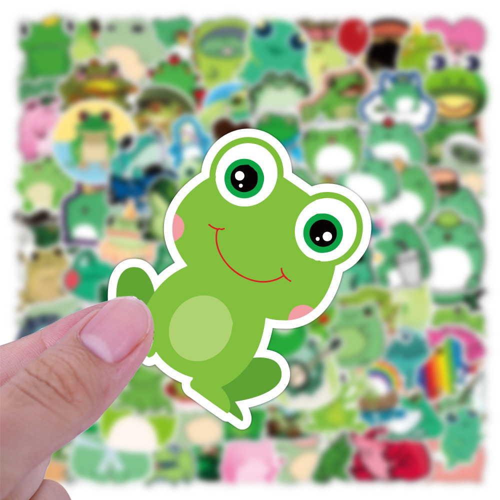 100张可爱青蛙动漫涂鸦贴纸行李箱汽车笔记本冰箱摩托车装饰贴纸