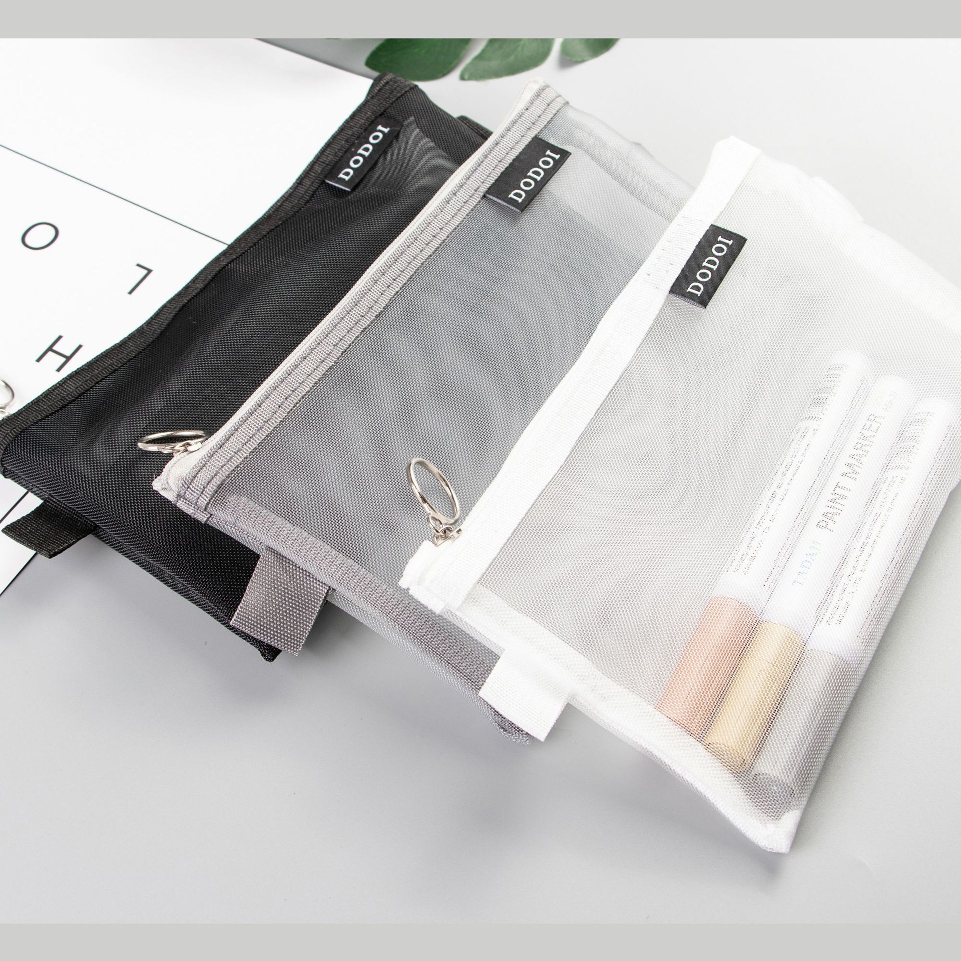 宇润齐透明考试笔袋尼龙网纱学生收纳文件袋票据资料拉链文具袋