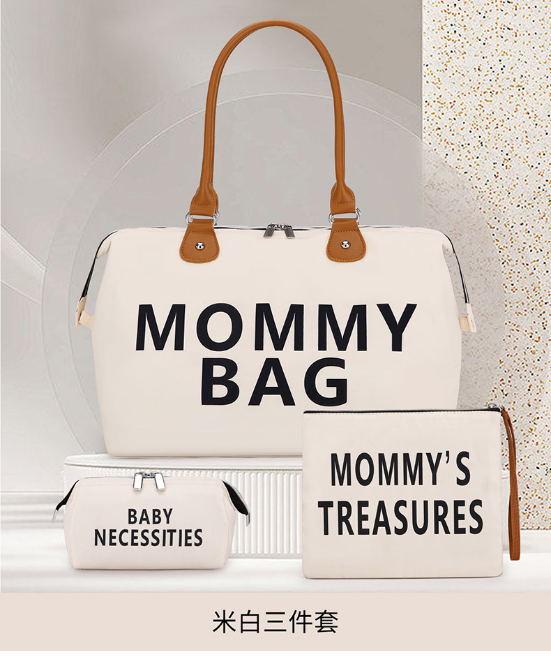 Cross-Border New Mummy Bag Three-Piece Baby Diaper Bag Fashion Portable Tote Mother Bag Travel Bag