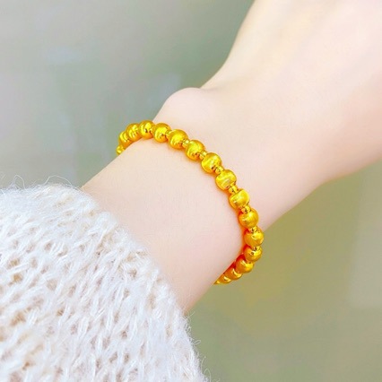 新款沙金猫眼手链转运珠手串圆珠闪耀时尚铜镀金光珠送女友手饰品