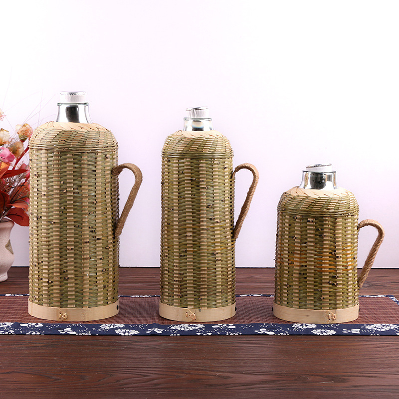 批发茶瓶竹编外壳热水瓶家用大容量老式暖壶复古学生宿舍用保温开