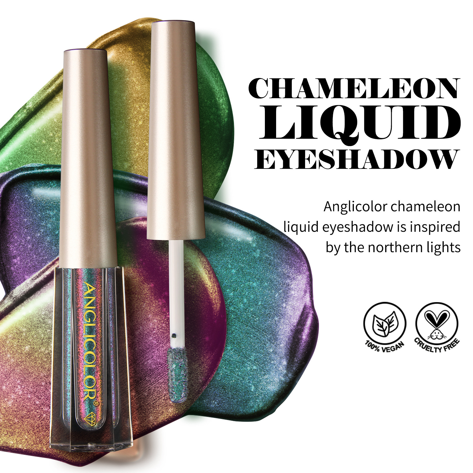 Cross-Border Hot for Anglicolor Chameleon Liquid Eye Shadow Three-Color Diamond Shining Liquid Eye Shadow Single