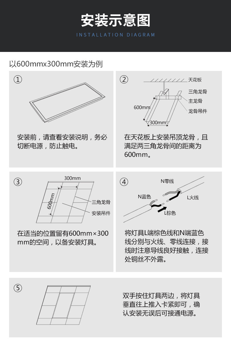 集成吊顶灯led平板灯家用厨房天花板灯 办公室嵌入式直发光面板灯