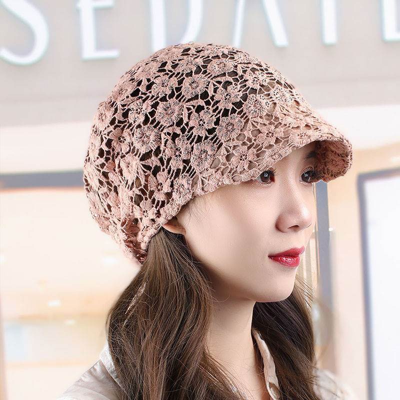 女士夏天遮白发帽勾花镂空帽春天帽子女洋气发帽薄款头饰搭配夏款