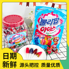 韩国进口零食 Lotte冰激凌卡通棒棒糖桶装儿童糖果60只660g