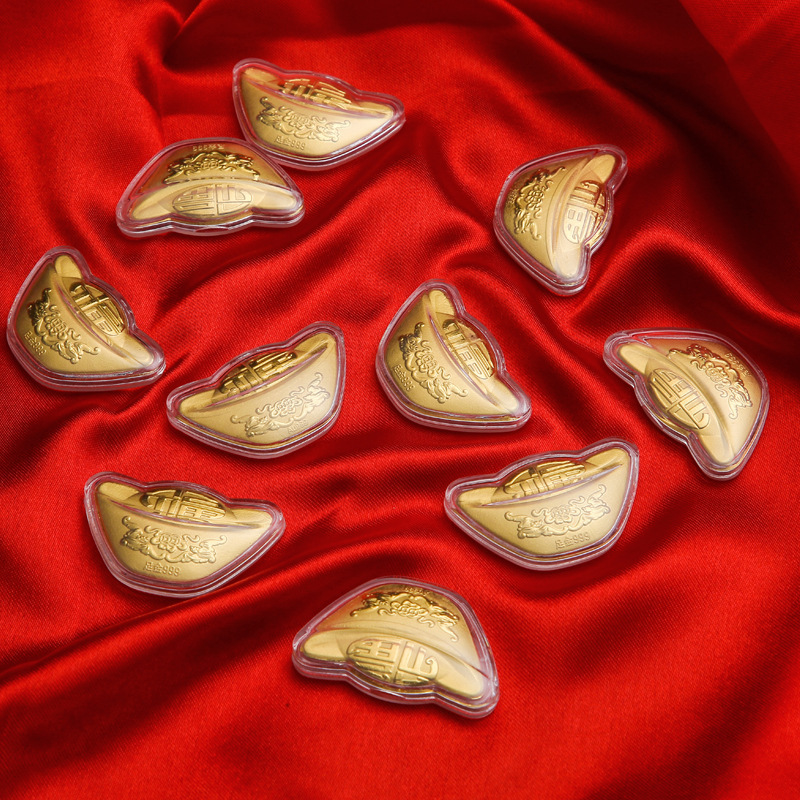 纯银金箔万两黄金白银元宝摆件2021牛年保险银行展销会销活动礼品