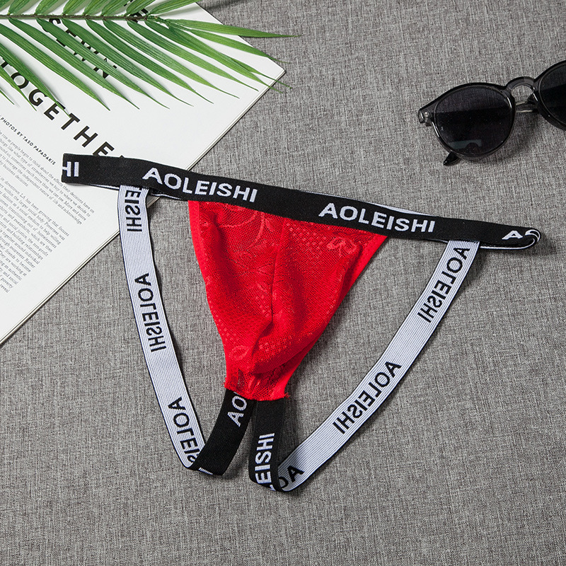 情趣内裤网纱低腰提臀双丁字裤男士u凸性感内裤透明露臀g17-阿里巴巴