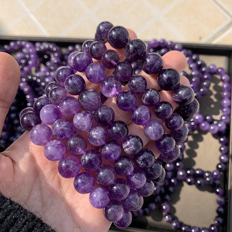 天然紫水晶手串深紫色(8-12m)批发手链饰品女厂家直销一件代发