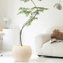 大号落地花盆仿水泥仿真花假树搭配塑料花盆月球面创意盆跨境专供