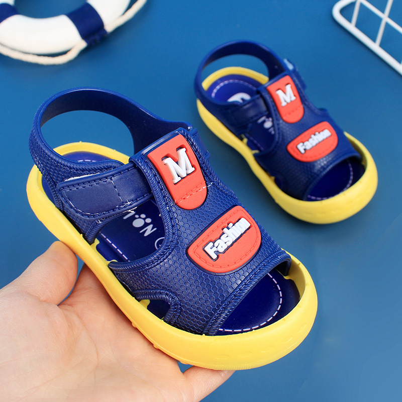 Baby Closed Toe Sandals Men's Toddler Shoes 0-1-2 Years Old 3 Spring and Summer Baby Girl Waterproof Soft-Soled Breathable Beach Shoes