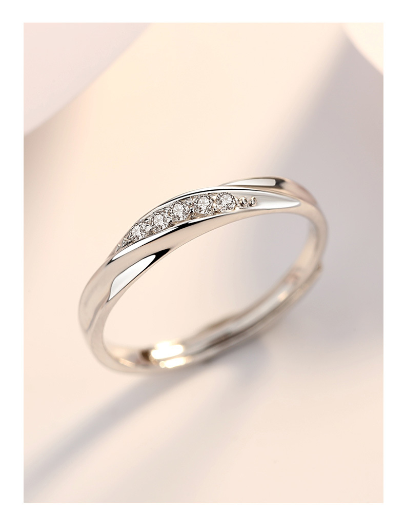 pt950情侣戒指一对s925纯银镀白金七夕情人节结婚钻戒520女友礼物