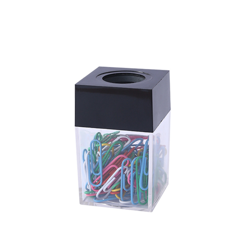 lDM Creative Macaron Color Magnetic Clip Storage Bucket Transparent Plastic Paper Clip Barrel Small Storage Box