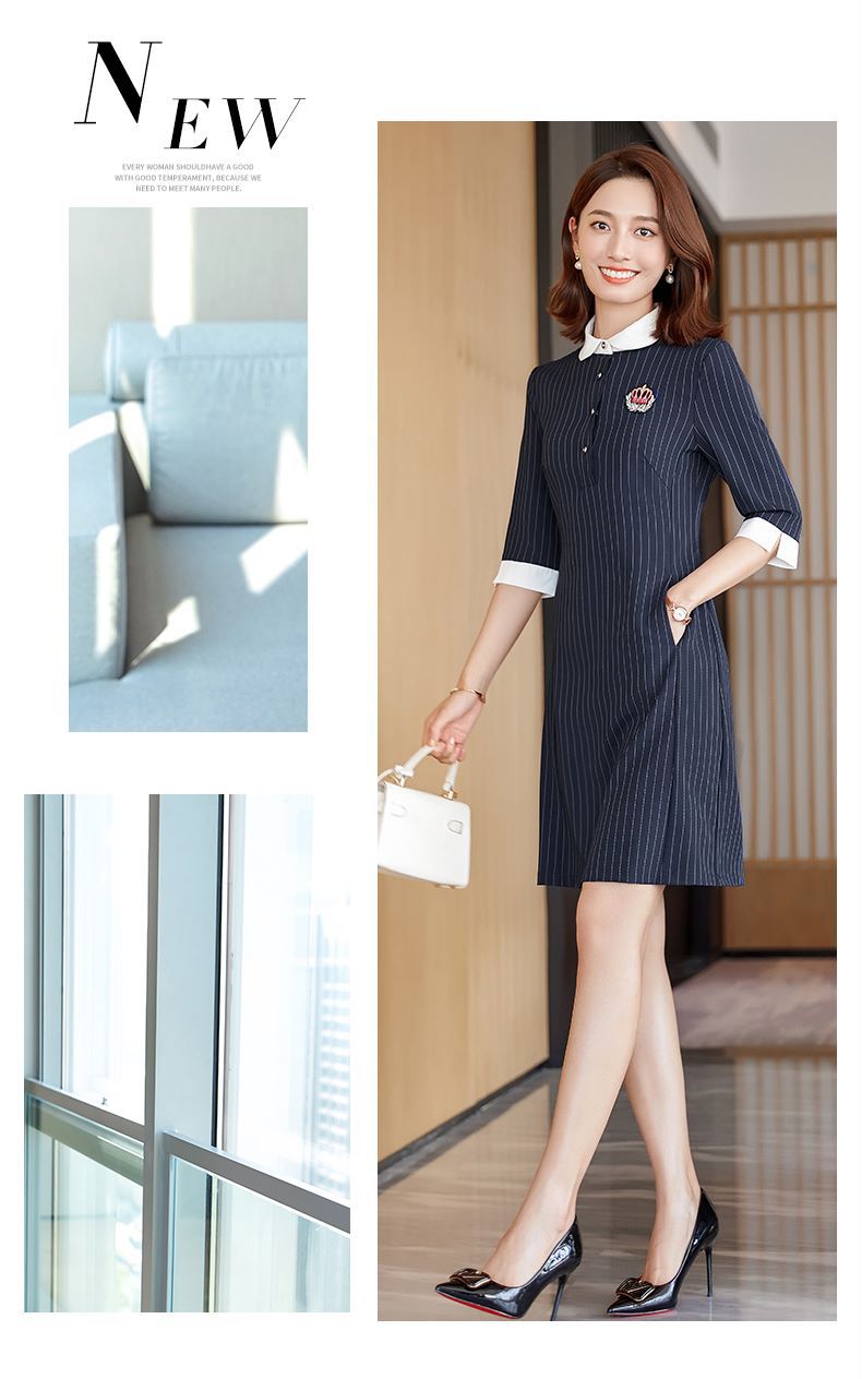 春秋幼儿园教师园服老师工作服女幼师时尚面试职业装连衣裙a字裙