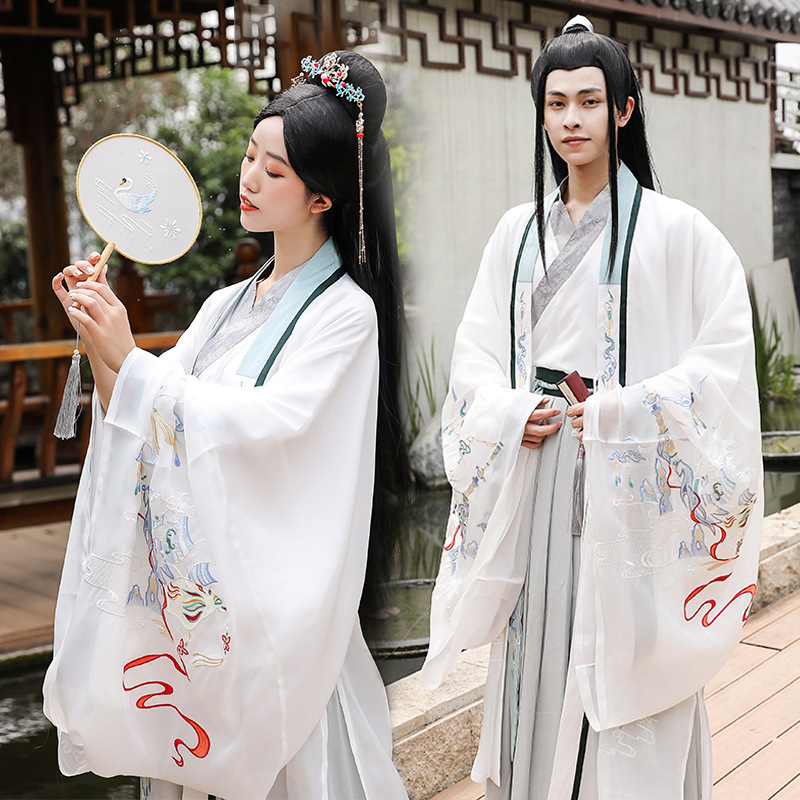 6805日常汉服男女古风情侣霸气中国风刺绣网红同款加大码5xl胖子