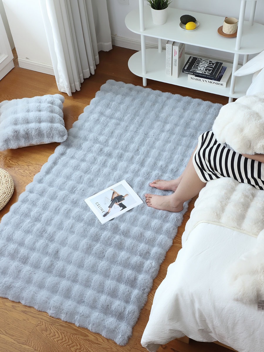 Ins Cream Style Bubble Velvet Living Room Sofa Imitation Rabbit Fur Long Rug Bedroom Bedside Blanket Imitation Leather Foot Pad